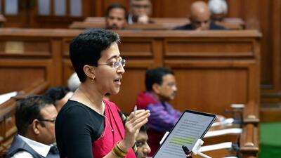 Delhi finance minister Atishi presents the Budget at the State Assembly in New Delhi on Monday. (ANI) Delhi finance minister Atishi presents the Budget at the State Assembly in New Delhi on Monday. (ANI)