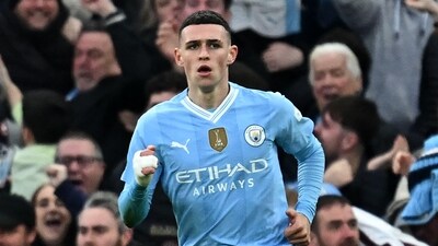 Manchester City's English midfielder #47 Phil Foden celebrates after scoring (AFP) Manchester City's English midfielder #47 Phil Foden celebrates after scoring (AFP)