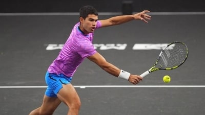Alcaraz staged a comeback in the second set and forced errors from Nadal, which saw the defending Wimbledon champion win it 6-4. (Twitter) Alcaraz staged a comeback in the second set and forced errors from Nadal, which saw the defending Wimbledon champion win it 6-4. (Twitter)