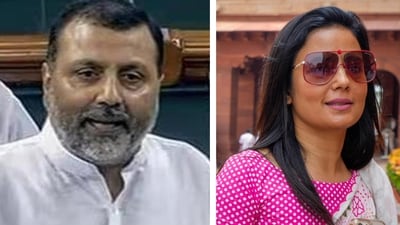 BJP MP Nishikant Dubey and Trinamool Congress leader Mahua Moitra.
