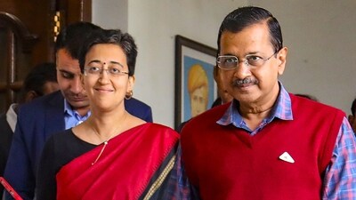 Delhi finance minister Atishi with chief minister Arvind Kejriwal. (PTI) Delhi finance minister Atishi with chief minister Arvind Kejriwal. (PTI)