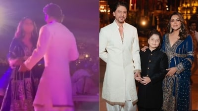 Shah Rukh Khan and Gauri Khan at the Ambani bash. Shah Rukh Khan and Gauri Khan at the Ambani bash.