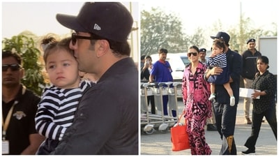 Ranbir Kapoor carries daughter Raha in his arms as him and Alia Bhatt leave for Mumbai from Jamnagar. Ranbir Kapoor carries daughter Raha in his arms as him and Alia Bhatt leave for Mumbai from Jamnagar.