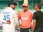 India's captain Rohit Sharma, coach Rahul Dravid and BCCI chief selector Ajit Agarkar India's captain Rohit Sharma, coach Rahul Dravid and BCCI chief selector Ajit Agarkar