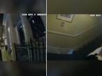 The image (left) shows a cop rushing towards a building on fire. Another cop (right) is seen showing trapped residents the way outside. The image (left) shows a cop rushing towards a building on fire. Another cop (right) is seen showing trapped residents the way outside.