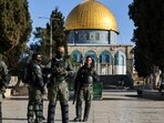 Members of Israeli security forces guard the Al-Aqsa Mosque in April 2023 (AFP)
