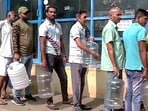 People stand in queues to get drinking water as areas like Whitefield, Mahadevpura and RR Nagar face drinking water shortages, in Bengaluru People stand in queues to get drinking water as areas like Whitefield, Mahadevpura and RR Nagar face drinking water shortages, in Bengaluru