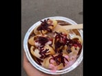 Snapshot of the fruit golgappe being served in Jaipur, Snapshot of the fruit golgappe being served in Jaipur,