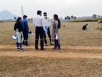 Crime Investigation Department (CID) team inspects the spot where a Spanish national was allegedly gang-raped, in Dumka district of Jharkhand, Sunday, March 3, 2024.