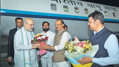 Shah meets Shinde, Ajit Pawar to finalise seat-sharing formula Shah meets Shinde, Ajit Pawar to finalise seat-sharing formula