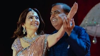 Mukesh Ambani and Nita Ambani perform during the pre-wedding celebrations of their son Anant Ambani and Radhika Merchant. (ANI) Mukesh Ambani and Nita Ambani perform during the pre-wedding celebrations of their son Anant Ambani and Radhika Merchant. (ANI)