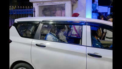 CBI officials leave without taking custody of Trinamool Congress leader Sheikh Shahjahan, in Kolkata on Tuesday. (PTI) CBI officials leave without taking custody of Trinamool Congress leader Sheikh Shahjahan, in Kolkata on Tuesday. (PTI)