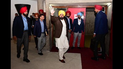 Chief minister Bhagwant Singh Mann at Punjab Vidhan Sabha in Chandigarh on Tuesday. (Ravi Kumar/HT) Chief minister Bhagwant Singh Mann at Punjab Vidhan Sabha in Chandigarh on Tuesday. (Ravi Kumar/HT)