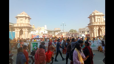 Devotees at the Ram Janmabhoomi Temple in Ayodhya. (ANI) Devotees at the Ram Janmabhoomi Temple in Ayodhya. (ANI)