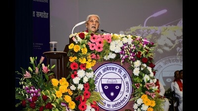 Governor Anandiben Patel at the 89th Convocation of Dr Bhimrao Ambedkar University of Agra on Tuesday. (HT Photo) Governor Anandiben Patel at the 89th Convocation of Dr Bhimrao Ambedkar University of Agra on Tuesday. (HT Photo)