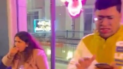 In a video of the incident, which has gone viral on social media, five friends are purportedly seen vomiting blood at a Gurugram cafe. In a video of the incident, which has gone viral on social media, five friends are purportedly seen vomiting blood at a Gurugram cafe.