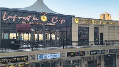 Laforestta Café at Sapphire Mall in Gurugram’s Sector 90. The restaurant opened three years ago but is now sealed. (Parveen Kumar/HT Photo) Laforestta Café at Sapphire Mall in Gurugram’s Sector 90. The restaurant opened three years ago but is now sealed. (Parveen Kumar/HT Photo)