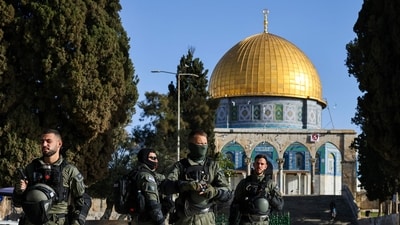 Members of Israeli security forces guard the Al-Aqsa Mosque in April 2023 (AFP) Members of Israeli security forces guard the Al-Aqsa Mosque in April 2023 (AFP)