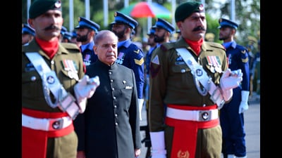 Pakistan's newly elected Prime Minister Shehbaz Sharif, inspects the honor guard at the Prime Minister's House in Islamabad, on Tuesday (via REUTERS/Pakistan PMO) Pakistan's newly elected Prime Minister Shehbaz Sharif, inspects the honor guard at the Prime Minister's House in Islamabad, on Tuesday (via REUTERS/Pakistan PMO)