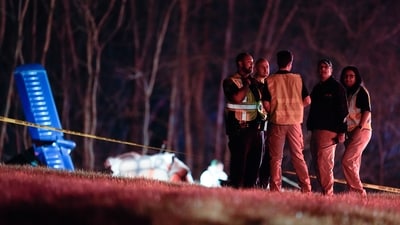 Emergency officials work the scene of a fatal small plane crash alongside Interstate 40 near mile marker 202, Monday, March 4, 2024, in Nashville, Tenn. (AP Photo/George Walker IV) (AP) Emergency officials work the scene of a fatal small plane crash alongside Interstate 40 near mile marker 202, Monday, March 4, 2024, in Nashville, Tenn. (AP Photo/George Walker IV) (AP)