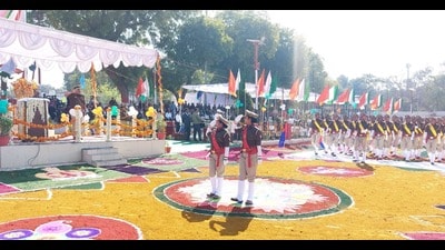 The passing out parade at the police lines. (HT Photo)