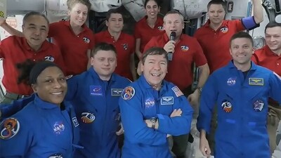 NASA astronauts aboard the SpaceX Dragon, named Endeavour, have reached the International Space Station. (NASA) NASA astronauts aboard the SpaceX Dragon, named Endeavour, have reached the International Space Station. (NASA)