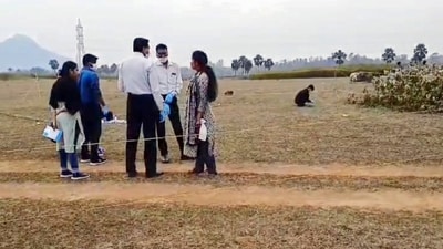 Crime Investigation Department (CID) team inspects the spot where a Spanish national was allegedly gang-raped, in Dumka district of Jharkhand, Sunday, March 3, 2024. (PTI)