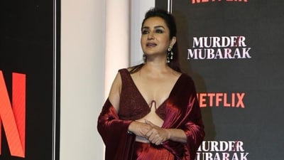 Tisca Chopra wowed everyone in a deep red saree. The film will hit Netflix on March 15.&nbsp; 
