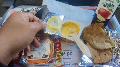 The image shows spoilt yogurt served on Vande Bharat Express. (X/@hatopkar) The image shows spoilt yogurt served on Vande Bharat Express. (X/@hatopkar)