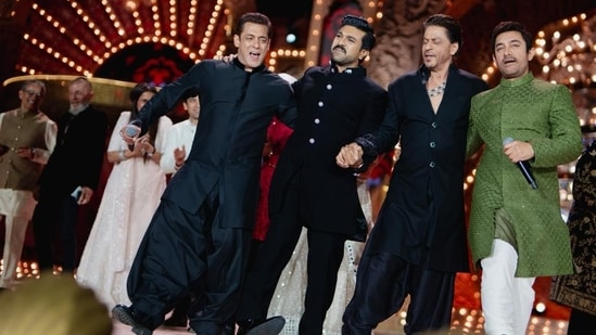 Ram Charan joined Salman Khan, Shah Rukh Khan and Aamir Khan as they did the hook step of his RRR song Naatu Naatu.