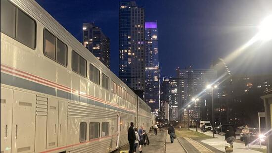 A view of the skyscrapers from the quaint Austin railway station. (HT Photo)