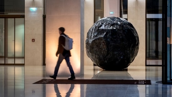 The lobby of Germany's branch of BlackRock, an American multinational investment company, is pictured in Frankfurt, Germany. (AP)