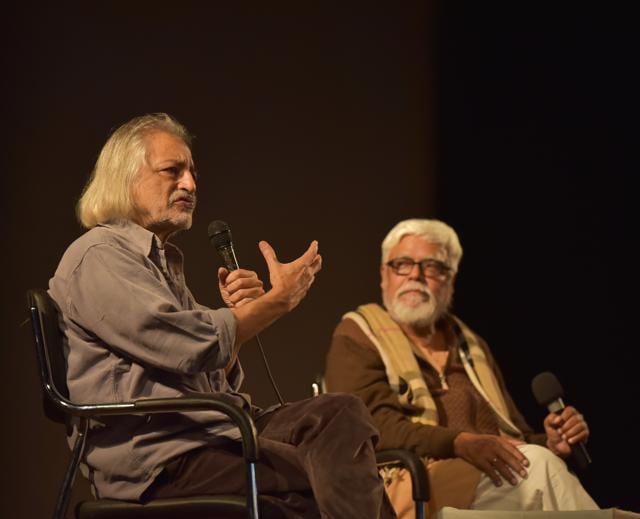 Sudhir Patwardhan, who made Ram ke Nam, in conversation with filmmaker Meghnath. (Courtesy KPFF) Sudhir Patwardhan, who made Ram ke Nam, in conversation with filmmaker Meghnath. (Courtesy KPFF)
