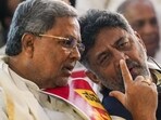 Karnataka chief minister Siddaramaiah and deputy chief minister DK Shivakumar. (PTI)