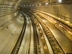 View of the India's first underwater metro train, in Kolkata