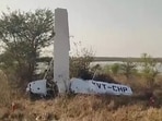 The trainer aircraft that crashed in Guna The trainer aircraft that crashed in Guna