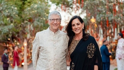Microsoft co-founder Bill Gates and his girlfriend Paula Hurd pose for a picture during the pre-wedding celebrations of Anant Ambani and Radhika Merchant, (ANI) Microsoft co-founder Bill Gates and his girlfriend Paula Hurd pose for a picture during the pre-wedding celebrations of Anant Ambani and Radhika Merchant, (ANI)