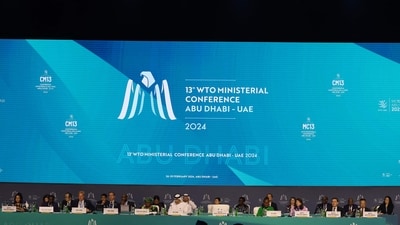 Delegates attend the 13th World Trade Organisation Ministerial Conference in Abu Dhabi of February 26, 2025. The world's trade ministers gathered in the UAE on February 26 for a high-level WTO meeting with no clear prospects for breakthroughs, amid geopolitical tensions and disagreements. (AFP) Delegates attend the 13th World Trade Organisation Ministerial Conference in Abu Dhabi of February 26, 2025. The world's trade ministers gathered in the UAE on February 26 for a high-level WTO meeting with no clear prospects for breakthroughs, amid geopolitical tensions and disagreements. (AFP)