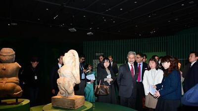 External affairs minister at the National Museum of Korea in Seoul, which is hosting an exhibition of Buddhist art from India. (X/S Jaishankar)