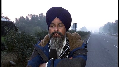 Farmer leader Sarwan Singh Pandher speaks to the media regarding 'Delhi Chalo' protest march, on Wednesday. (ANI)
