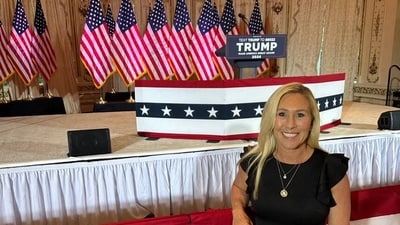Rep. Marjorie Taylor Greene called Donald Trump "the only man who can defeat crooked Joe Biden in November". (X@mtgreenee) Rep. Marjorie Taylor Greene called Donald Trump "the only man who can defeat crooked Joe Biden in November". (X@mtgreenee)