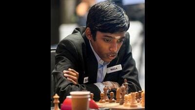 Indian Grandmaster R Praggnanandhaa during Tata Steel Chess India Rapid & Blitz Tournament 2023, in Kolkata. (PTI) Indian Grandmaster R Praggnanandhaa during Tata Steel Chess India Rapid & Blitz Tournament 2023, in Kolkata. (PTI)