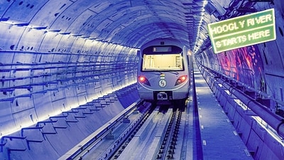 India's first underwater metro train, in Kolkata. (PTI)