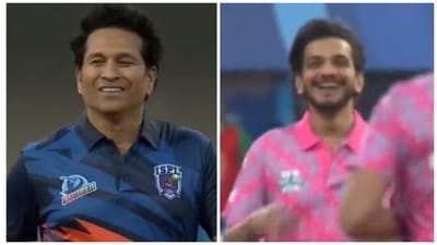 Tendulkar played a quick-fire knock for Master XI (X-screengrab) Tendulkar played a quick-fire knock for Master XI (X-screengrab)