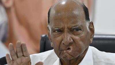 Mumbai, India - Jan. 9, 2024:NCP chief Sharad Pawar addressing to media during press conference at Party head quarters, Ballard Estate, in Mumbai, India, on Tuesday, January 9, 2024. (Photo by Anshuman Poyrekar/ Hindustan Times) (Hindustan Times) Mumbai, India - Jan. 9, 2024:NCP chief Sharad Pawar addressing to media during press conference at Party head quarters, Ballard Estate, in Mumbai, India, on Tuesday, January 9, 2024. (Photo by Anshuman Poyrekar/ Hindustan Times) (Hindustan Times)