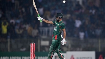 Najmul Hossain Shanto hits fifty in Bangladesh's triumph over Sri Lanka. Najmul Hossain Shanto hits fifty in Bangladesh's triumph over Sri Lanka.