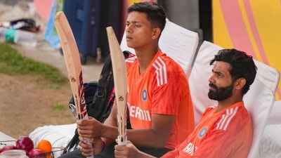 India's Ravindra Jadeja (R) and Yashasvi Jaiswal during a practice session ahead of the fifth Test cricket at the HPCA Stadium in Dharamsala (PTI) India's Ravindra Jadeja (R) and Yashasvi Jaiswal during a practice session ahead of the fifth Test cricket at the HPCA Stadium in Dharamsala (PTI)