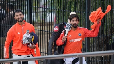 India's Rajat Patidar and Devdutt Padikkal during a practice session ahead of India vs England 5th Test (PTI)