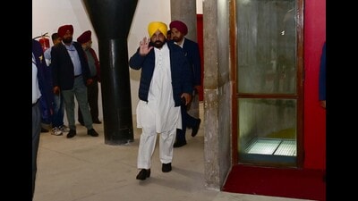Punjab chief minister Bhagwant Mann at Vidhan Sabha in Chandigarh on Wednesday. (Ravi Kumar/HT) Punjab chief minister Bhagwant Mann at Vidhan Sabha in Chandigarh on Wednesday. (Ravi Kumar/HT)