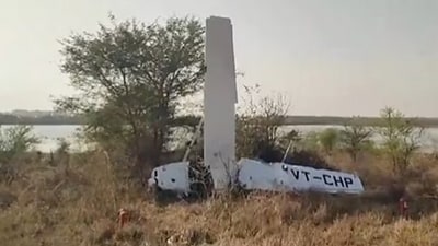 The trainer aircraft that crashed in Guna The trainer aircraft that crashed in Guna